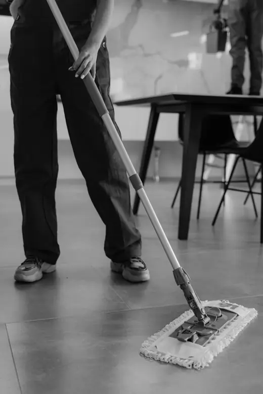 Mopping a tiled office floor — Wexi Cleaning, Lawrenceville GA